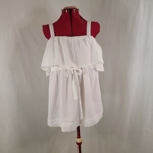 Motherhood Maternity White Ruffle Tank Top Size Small